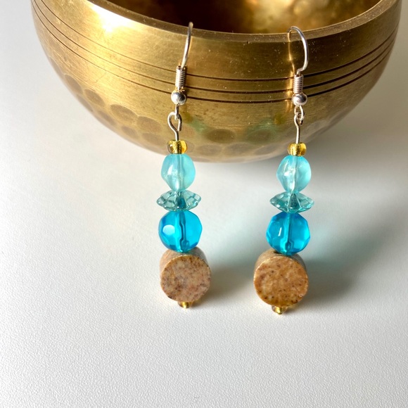 Handmade Earrings - Stone Bead Dangle - Picture 4 of 5